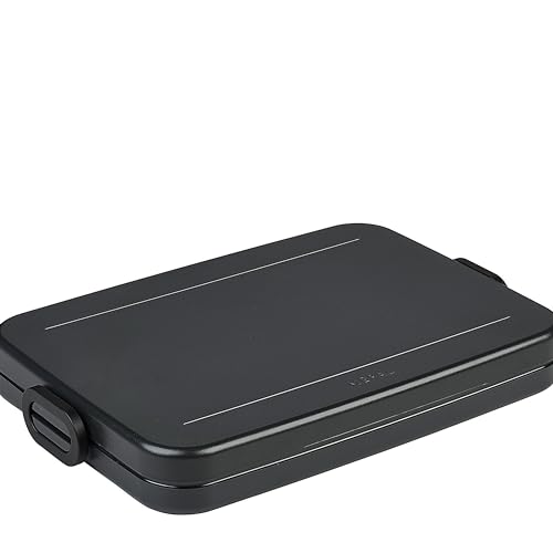 Mepal Brotdose Flat – Brotdose To Go - Lunchbox für 2 Sandwiches oder 4 Brotscheiben - Meal Prep Box - Brotdose Erwachsene - Essenbox mit Unterteilung - Nordic black von Mepal