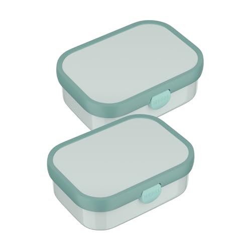 Mepal - Lunchboxen Campus 2er Set - Bento Lunchboxen für Kinder - Brotdosen mit Bento-Fach & Gabel - Meal Prep Box mit Clip-Verschluss - Spülmaschinenfest - 750 ml - Cool mint von Mepal