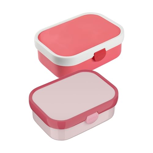 Mepal - Lunchboxen Campus 2er Set - Bento Lunchboxen für Kinder - Brotdosen mit Bento-Fach & Gabel - Meal Prep Box mit Clip-Verschluss - Spülmaschinenfest - 750 ml - Cool pink & Pink von Mepal