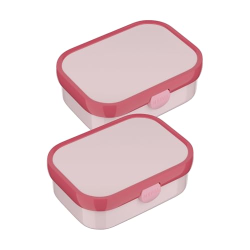 Mepal - Lunchboxen Campus 2er Set - Bento Lunchboxen für Kinder - Brotdosen mit Bento-Fach & Gabel - Meal Prep Box mit Clip-Verschluss - Spülmaschinenfest - 750 ml - Cool pink von Mepal