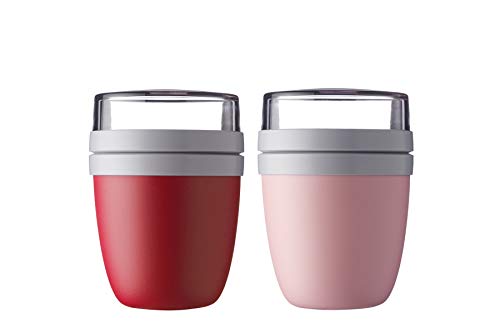 Mepal - Lunchpot Ellipse Mixed - Nordic Red + Nordic Pink – 500 ml praktischer Reisebecher, Joghurtbecher, To go Becher – Geeignet für Tiefkühler, Mikrowelle und Spülmaschine, 700 ml von Mepal
