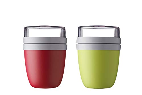 Mepal - Lunchpot Ellipse Mixed - Nordic Red + Lemon Lime – 500 ml praktischer Reisebecher, Joghurtbecher, To go Becher – Geeignet für Tiefkühler, Mikrowelle und Spülmaschine, 700 ml von Mepal