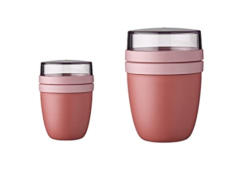Mepal - Lunchpot Ellipse Duo Pack - Praktischer Müslibecher, Joghurtbecher, To Go Becher - Geeignet für Tiefkühler, Mikrowelle & Spülmachine - 300 & 500 ml - Vivid Mauve von Mepal