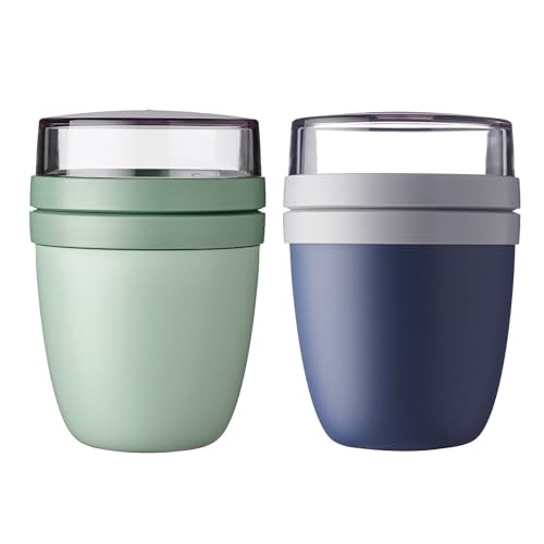 Mepal | Lunchpot Ellipse Mixed | Nordic Sage + Nordic Denim | Müslibecher to go | Unterteilung für Joghurt & Müsli | 500 ml + 200 ml | Geeignet für Gefrierschrank, Mikrowelle & Spülmaschine Mepal | Lunchpot Ellipse Mixed | Nordic Sage + Nordic Denim | Müslibecher to go | Unterteilung für Joghurt & Müsli | 500 ml + 200 ml | Geeignet für Gefrierschrank, Mikrowelle & Spülmaschine von Mepal