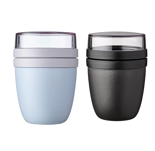 Mepal | Lunchpot Ellipse Mixed | Old Nordic Blue + Nordic Black | Müslibecher to go | Unterteilung für Joghurt & Müsli | 500 ml + 200 ml | Geeignet für Gefrierschrank, Mikrowelle & Spülmaschine Mepal | Lunchpot Ellipse Mixed | Old Nordic Blue + Nordic Black | Müslibecher to go | Unterteilung für Joghurt & Müsli | 500 ml + 200 ml | Geeignet für Gefrierschrank, Mikrowelle & Spülmaschine von Mepal