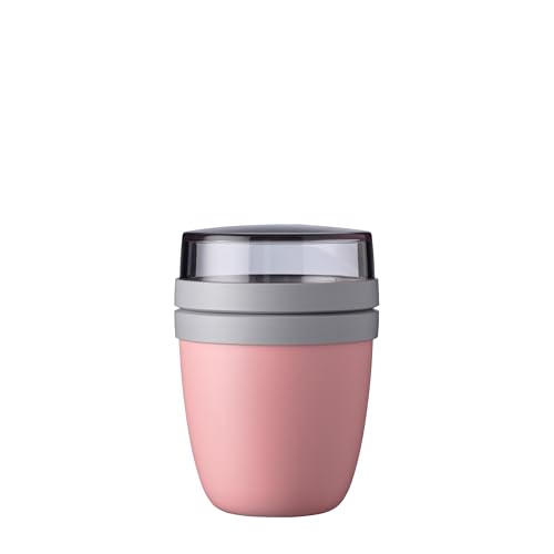 Mepal - Lunchpot Ellipse Mini - Praktischer Joghurtbecher & Müslibecher - Unterteilung für Joghurt & Müsli - Geeignet für Gefrierschrank, Mikrowelle & Spülmaschine - 300 ml + 120 ml - Nordic Pink von Mepal