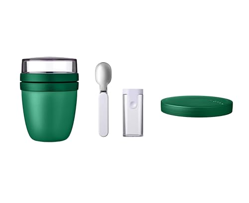 Mepal - Lunchpot Switch Set inkl. Faltbarer Löffel Ellipse - mach aus deinem Lunchpot einen Snackpot - Praktischer Müslibecher - Geeignet für Tiefkühler, Mikrowelle & Spülmachine - Vivid Green von Mepal