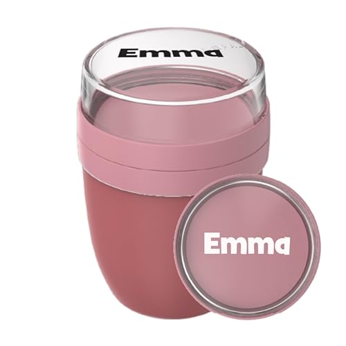 Mepal Müslibecher To Go mit Namen - Personalisierte Joghurtbecher - Lunchpot Ellipse Mini - To Go Becher - Geeignet für Gefrierschrank, Mikrowelle & Spülmaschine - 300 ml + 120 ml - Vivid mauve von Mepal