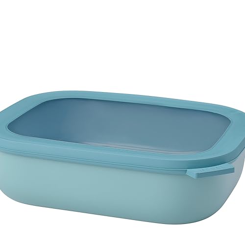 Mepal Multi Bowl Cirqula Rectangular - Mikrowellen Geschir - Geeignet als Luftdichte Aufbewahrungsbox für den Kühlschrank, Mikrowellengeschirr & als Frischhaltedosen - 2000 ml - Nordic Green von Mepal