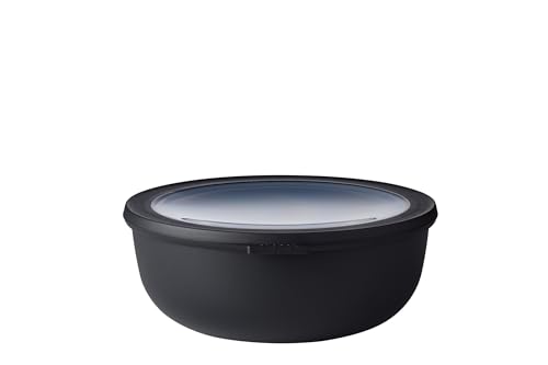 Mepal - Multi Bowl Cirqula Round - Vorratsdose mit Deckel - Geeignet als Luftdichte Aufbewahrungsbox für den Kühlschrank, Mikrowellengeschirr & als Frischhaltedosen - 2250 ml - Nordic Black von Mepal