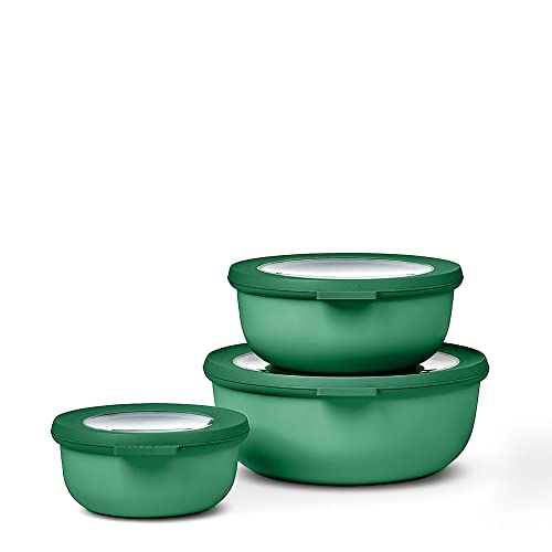 Mepal - Multischale Cirqula Round Set 3-teilig - Vorratsdosen mit Deckel - Geignet als Aufbewahrungsbox, Kuhlschrank, Gefrierschrank & Mikrowellengeschirr - 350 ml, 750 ml & 1250 ml - Vivid Green von Mepal