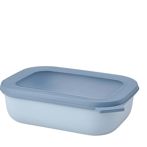 Mepal Multi Bowl Cirqula Rectangular - Mikrowellen Geschir - Geeignet als Luftdichte Aufbewahrungsbox für den Kühlschrank, Mikrowellengeschirr & als Frischhaltedosen - 1000 ml - Nordic blue von Mepal