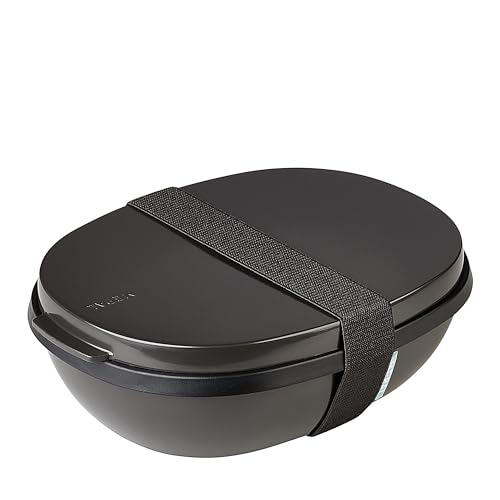 Mepal - Lunchbox Ellipse Duo - Meal Prep Box für Erwachsene & Salatbox zum Mitnehmen - Brotdose für ein gesundes Mittagessen - Ideal für Sandwiches & Salate - 825 ml + 600 ml - Nordic black von Mepal