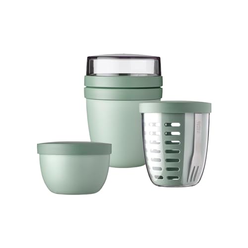 Mepal - Promotion-Set Pots Ellipse 3-teilig - Lunchpot 500 + 200 ml, Fruitpot 600 ml, Snackpot 350 ml - Essensbehälter, Joghurtbecher, to go Becher - Geeignet für Spülmaschine - Nordic Sage von Mepal