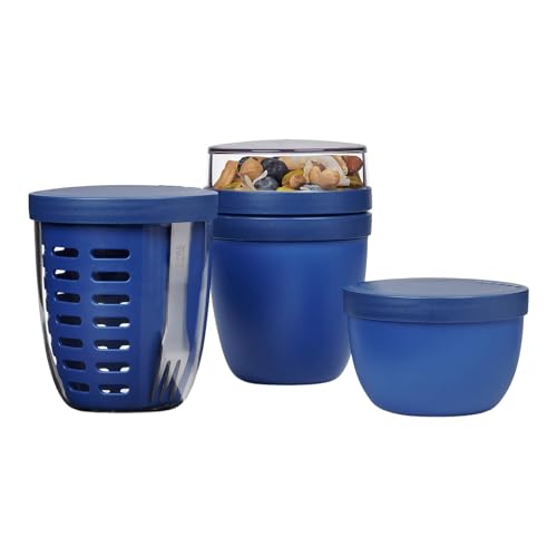 Mepal - Promotion-Set Pots Ellipse 3-teilig - Lunchpot 500 + 200 ml, Fruitpot 600 ml, Snackpot 350 ml - Essensbehälter, Joghurtbecher, to go Becher - Geeignet für Spülmaschine - Vivid Blue von Mepal