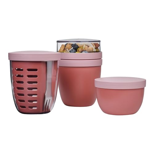 Mepal - Promotion-Set Pots Ellipse 3-teilig - Lunchpot 500 + 200 ml, Fruitpot 600 ml, Snackpot 350 ml - Essensbehälter, Joghurtbecher, to go Becher - Geeignet für Spülmaschine - Vivid Mauve von Mepal