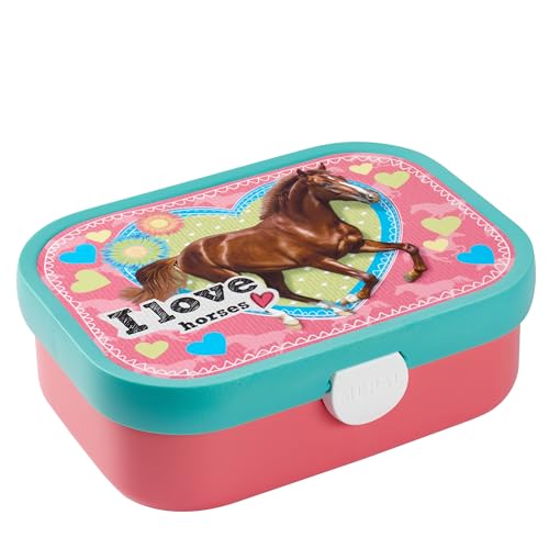 Mepal Brotdose Kinder - Bento Box Kinder - Brotdose Kinder mit Fächern & Gabel - Meal Prep Box mit Clip-Verschluss - BPA-frei & Spülmaschinenfest - 750 ml - My Horse von Mepal