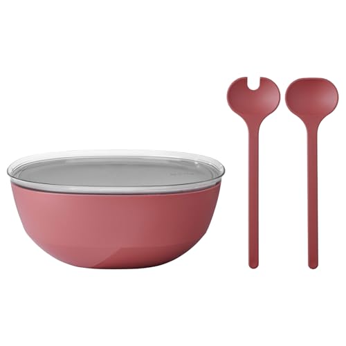 Mepal – Salat-Set Silueta – Servierschale mit Deckel (5000 ml) mit Salatbesteck (28,5 cm) – Outdoor-Serviergeschirr – Spülmaschinen- und mikrowellenfest – Kunststoff (PP, SAN, TPE) – Vivid Mauve von Mepal