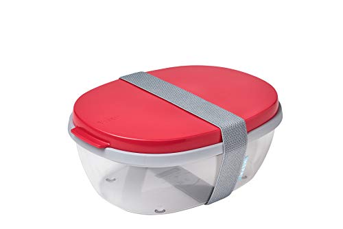 Mepal - Salatbox Ellipse - Salat-Lunchbox mit mehreren Fächern - Bento-Box für Salate unterwegs - Gesundes Mittagessen & Lifestyle - Plastik Meal Prep Box - 1300 ml + 600 ml - Nordic Red von Mepal