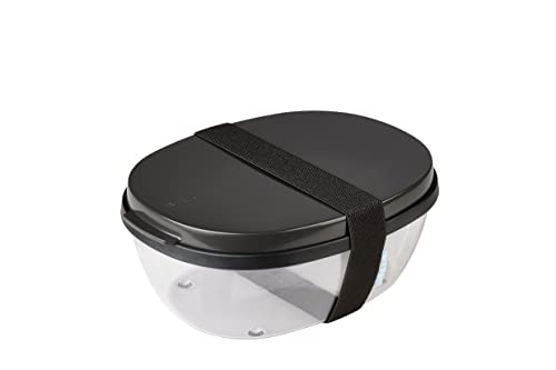 Mepal - Salatbox Ellipse - Salat-Lunchbox mit mehreren Fächern - Bento-Box für Salate unterwegs - Gesundes Mittagessen & Lifestyle - Plastik Meal Prep Box - 1300 ml + 600 ml - Nordic black von Mepal