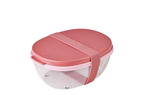 Mepal - Salatbox Ellipse - Salat-Lunchbox mit mehreren Fächern - Bento-Box für Salate unterwegs - Gesundes Mittagessen & Lifestyle - Plastik Meal Prep Box - 1300 ml + 600 ml - Vivid mauve von Mepal