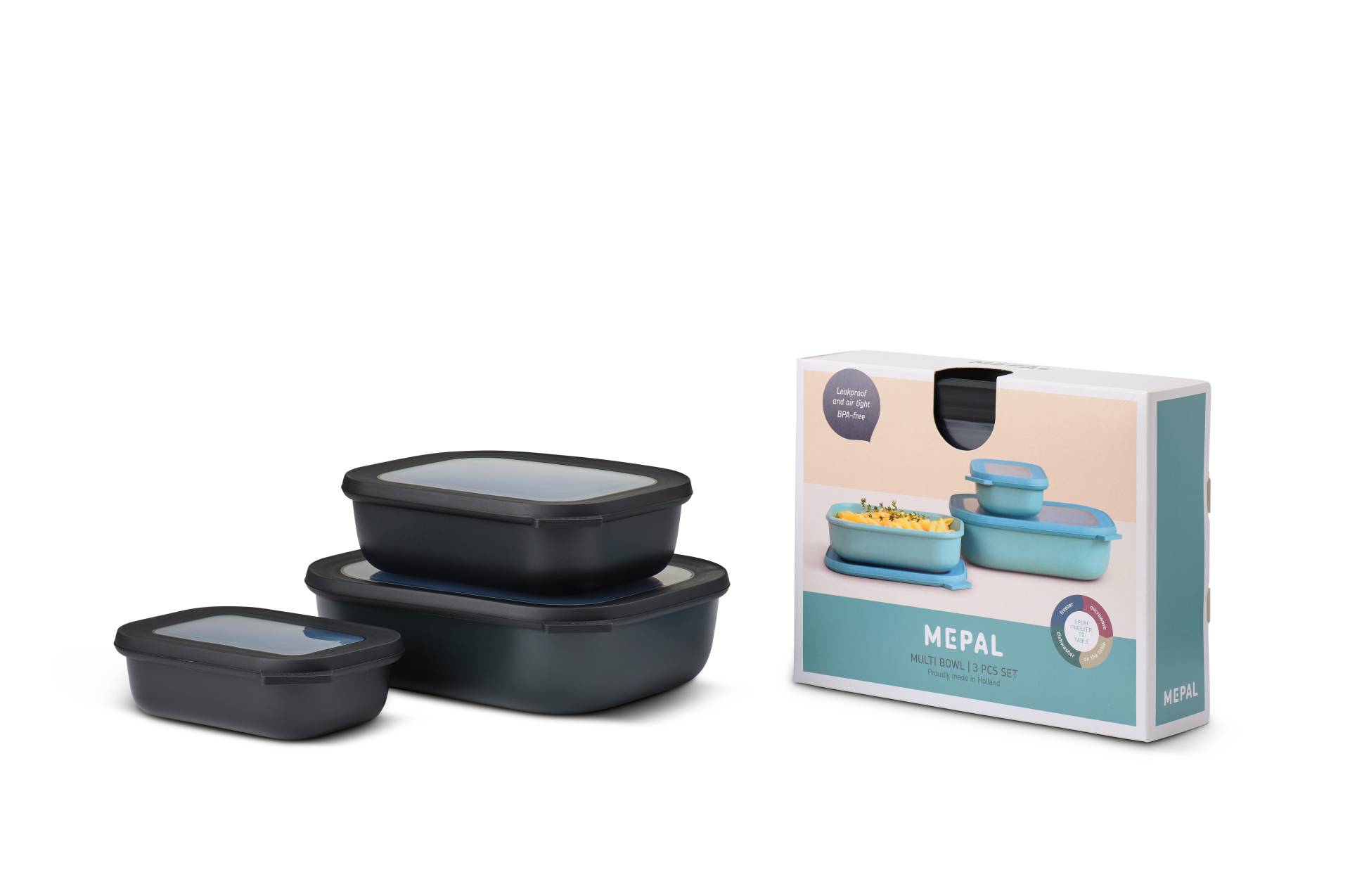 Mepal Set Cirqula rechteckig 3-tlg. 500 + 1000 + 2000 ml in Farbe Nordic Black Mepal Set Cirqula rechteckig 3-tlg. 500 + 1000 + 2000 ml in Farbe Nordic Black von Mepal