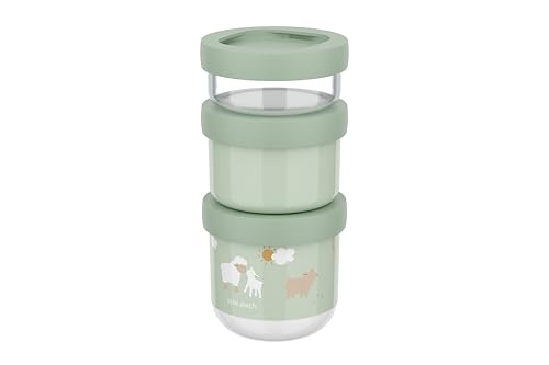 Mepal - Snackbox stapelbar 3-teilig Mio Little Dutch - Stapeln nach Bedarf - Mikrowellen- und Gefrierfachgeeignet - Auslaufsicher - Spülmaschinengeeignet - 100 + 175 + 275 ml - Little Farm von Mepal