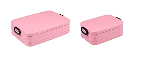 Mepal | Take a Break Duo Pack | Brotdose To Go | Lunchboxen für 2 bis 4 Sandwiches oder 4 bis 8 Brotscheiben | ideal für Meal Prep | Essenbox mit Unterteilung | Nordic Pink von Mepal