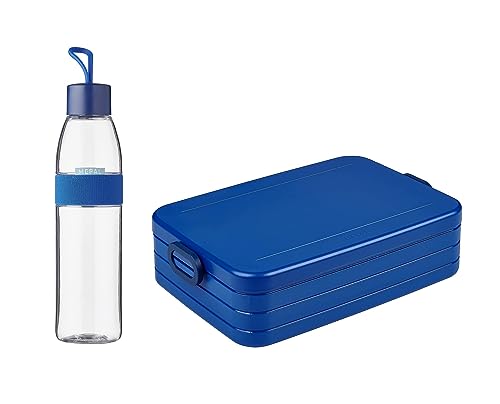 Mepal – Take a Break Large + Trinkflasche Ellipse 700 ml – Vivid Blue – Lunchbox mit Trennwand – ideal für Mealprep-kohlensäuregeeignet –auslaufsicher – bruchfestes Material, Promotion-Set von Mepal