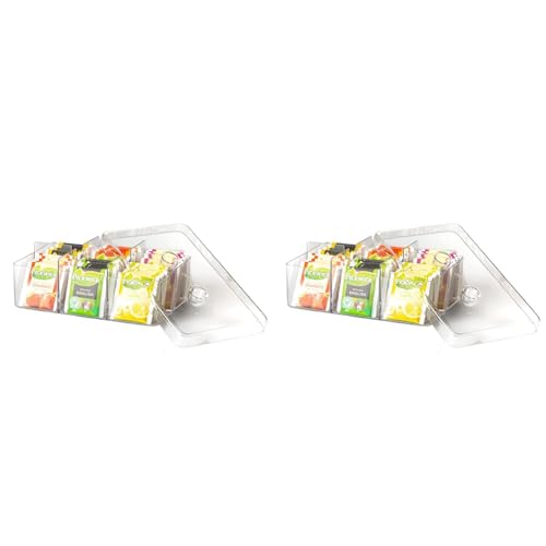 Mepal - Teebox Stora rechteckig - Teebehälter mit 6 verschiedenen Fächern - Aufbewahrungsbox zum Aufbewahren & Servieren von Teebeuteln - Küchenorganizer & Spülmaschinenfest - Transparent von Mepal