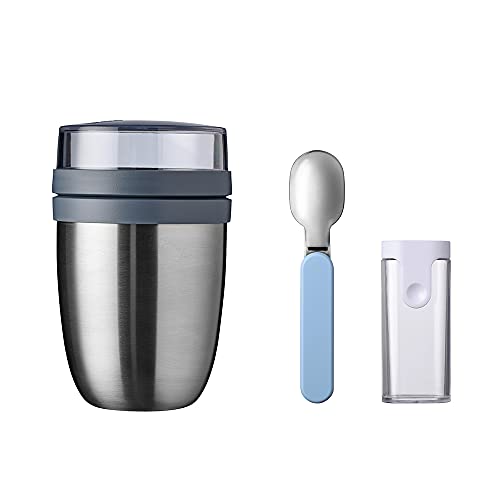 Mepal Thermo Lunchpot Ellipse Plus Faltbarer Löffel Lunchbox Essensbehälter Thermo (silber) von Mepal