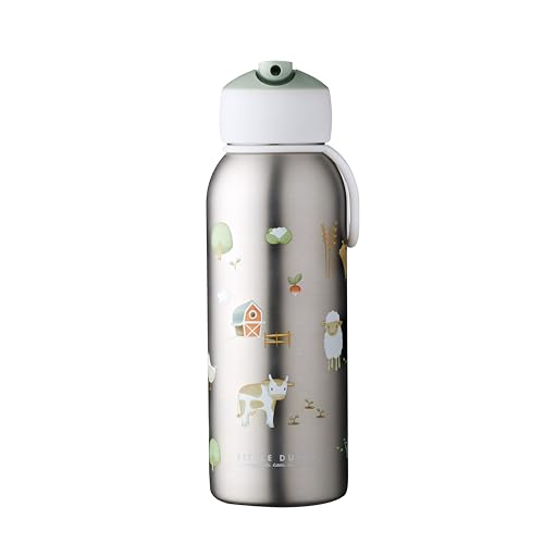 Mepal - Thermoflasche Flip-Up Campus - Isolierte Trinkflaschen Little Dutch - Edelstahl Thermosflasche - 9 Stunden heiß & 12 Stunden kalt - BPA-frei - 350 ml - Little Farm von Mepal