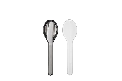 Mepal - Besteck 3-teiliges Set Ellipse - Besteck-Set für unterwegs - Besteht aus einem Messer, Gabel & Löffel - Besteck-Set mit Reiseetui - Edelstahl - Nordic Black von Mepal