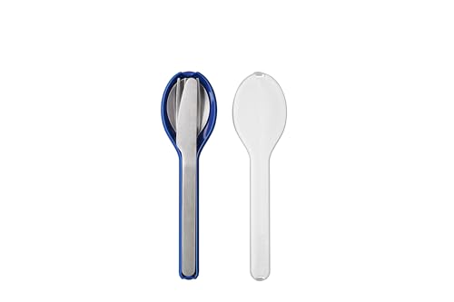 Mepal - Besteck 3-teiliges Set Ellipse - Besteck-Set für unterwegs - Besteht aus einem Messer, Gabel & Löffel - Besteck-Set mit Reiseetui - Edelstahl - Vivid Blue von Mepal