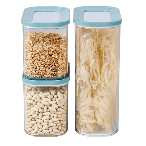 Mepal | Vorratsbehälter Modula 3-teiliges Set | Aufbewahrungsboxen mit Deckel | Küchenorganizer & Vorratsboxen | Stapelbar & Luftdicht | 1x 2000 ml & 2x 1000 ml | Nordic Green von Mepal