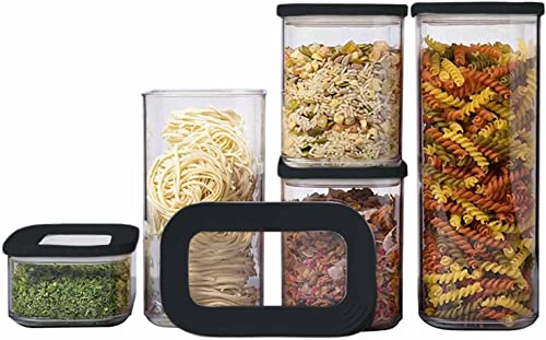 Mepal Vorratsdosen Modula 5-teilig – Starter-Set – ideal für die Aufbewahrung von trockenen Lebensmitteln – spülmaschinenfest, Kunststoff, Schwarz von Mepal