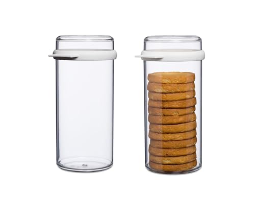 Mepal - Zwiebackdose Stora Duo Pack - Luftdichte Aufbewahrungsbox für Zwieback - Luftdichter Aufbewahrungsbehälter mit Deckel - Ideal für die Organisation in der Küche - 1900 ml - Transparent & White von Mepal