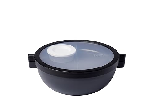 Mepal - Meal Prep Boxen Vita - Bento Schüssel - Brotdose mit Fächern - Extra Fach mit Deckel, Dressing-Deckel & Tablett - Bentobox - 1500 ml - Nordic black von Mepal