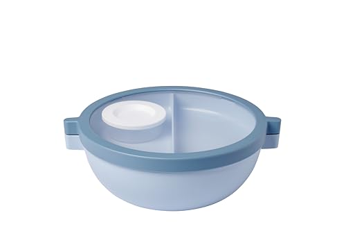 Mepal - Meal Prep Boxen Vita - Bento Schüssel - Brotdose mit Fächern - Extra Fach mit Deckel, Dressing-Deckel & Tablett - Bentobox - 1500 ml - Nordic blue von Mepal
