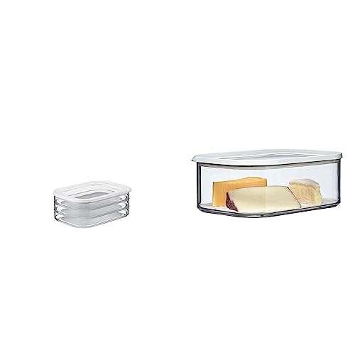 Mepal kühlschrankdose modula aufschnitt 550/3, Plastik, Weiß, 1 - Pack & – Käsedose Modula Weiß – 2000 ml Aufbewahrungsbox mit Deckel für Käsestücke und -scheiben im Kühlschrank von Mepal