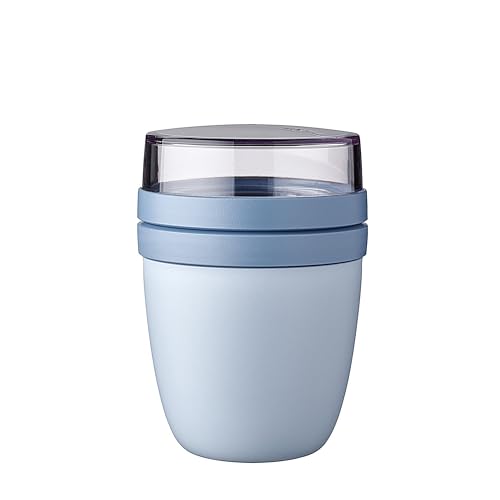 Mepal Müslibecher to go - praktischer Joghurtbecher - Unterteilung für Joghurt & Müsli - Geeignet für Gefrierschrank, Mikrowelle & Spülmaschine - 500 ml + 200 ml - Nordic Blue von Mepal