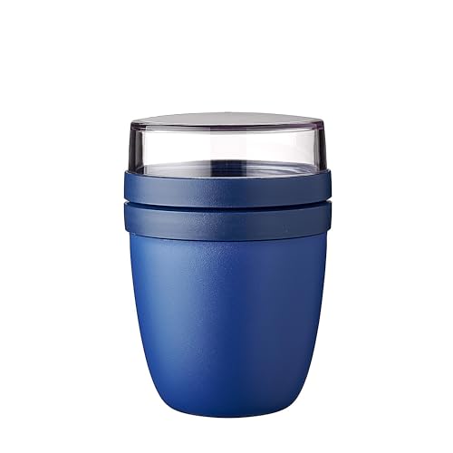 Mepal Müslibecher to go - praktischer Joghurtbecher - Unterteilung für Joghurt & Müsli - Geeignet für Gefrierschrank, Mikrowelle & Spülmaschine - 500 ml + 200 ml - Vivid Blue von Mepal