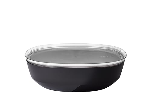Mepal – Servierschale mit Deckel Silueta – Spülmaschinen- und mikrowellenfest – Salatschüssel – Tapas Teller – Geschirr – 4000 ml – Nordic black von Mepal