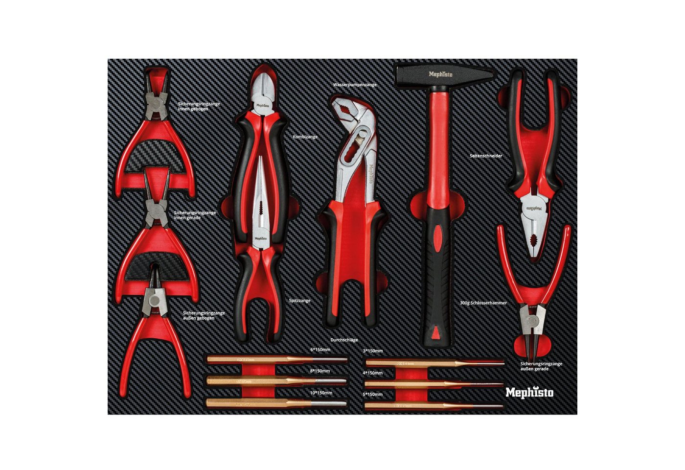 Mephisto-Tools Werkzeugset, (Set), metrisch, inkl. Soft Inlay in Carbon-Optik von Mephisto-Tools