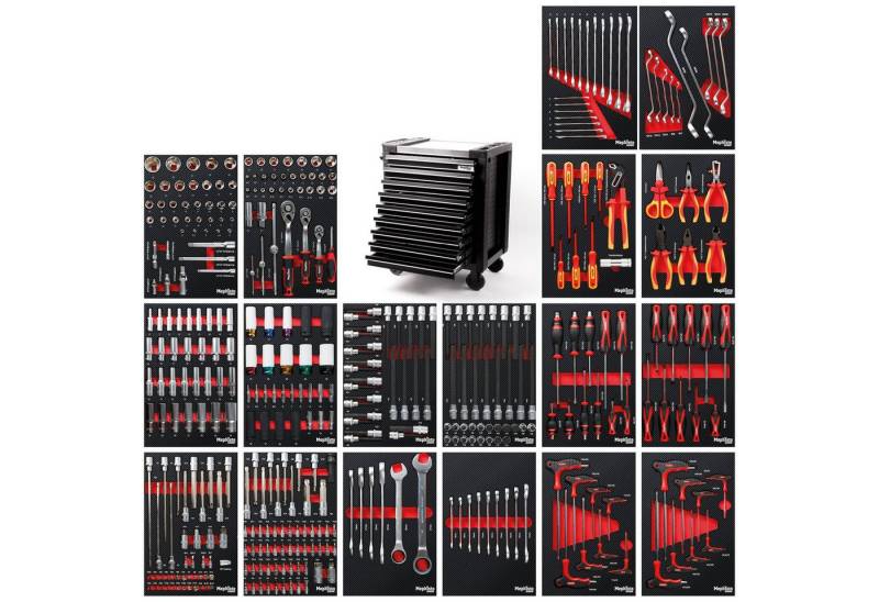 Mephisto-Tools Werkzeugwagen, (fertig montiert und bestückt), Werkzeug aus Chrom Vanadium Stahl, seitlich genormte Lochwand von Mephisto-Tools