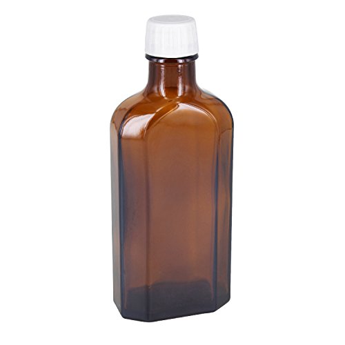 Meplatflaschen 12 x 150ml Braunglas inkl. Schraubverschluss Standard 22mm weiss mit Gießring *** Apothekenflasche *** von Meplatflaschen