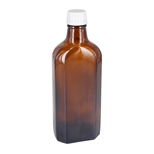 Meplatflaschen 18 x 200ml Braunglas inkl. Schraubverschluss Standard 22mm weiss mit Gießring *** Apothekenflasche *** von Meplatflaschen