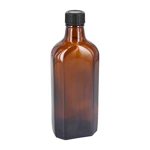 Meplatflaschen 6 x 250ml Braunglas inkl. Schraubverschluss OV 28mm schwarz mit EPE-Dichtungseinlage *** Apothekenflasche *** von Meplatflaschen