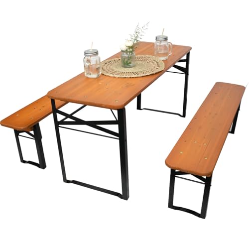 Meppi Bierzeltgarnitur Outdoor Kindersitzgruppe Lübeck anthrazit/Teak - Party-Garnitur für Kinder von Meppi