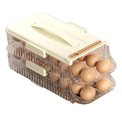 Eierbehälter Für Kühlschrank Eierhalter Auf Rollen, Automatisch Rollender Eier-Organizer | Stapelbarer Für Die Kühlschrankorganisation von Mequou